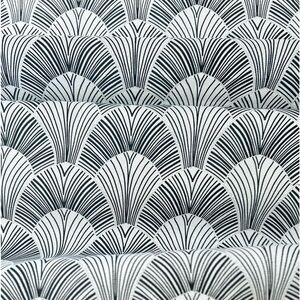 Art deco Outdoor Fabric_Black/White Fans